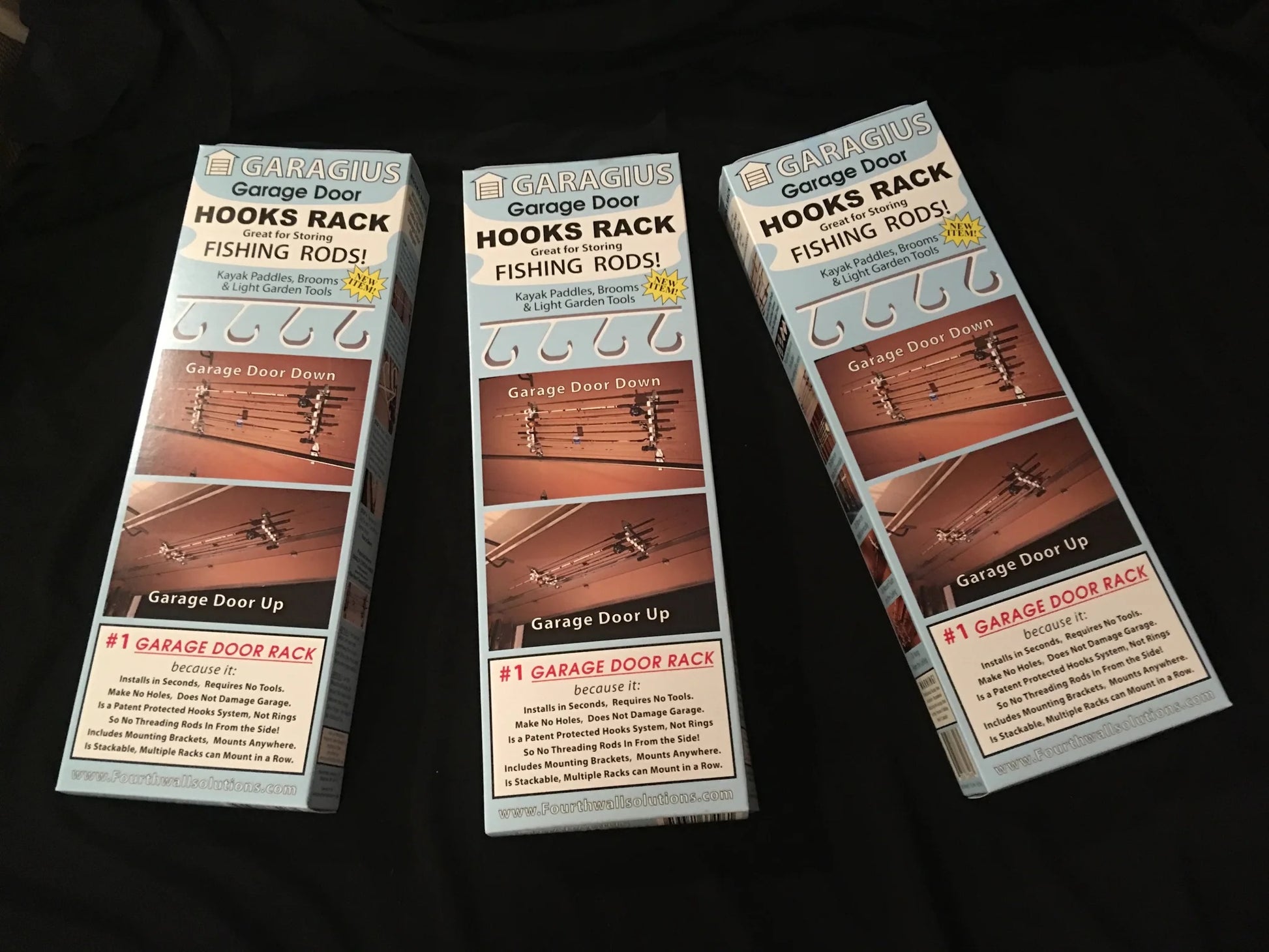 three sets of hooks racks packages