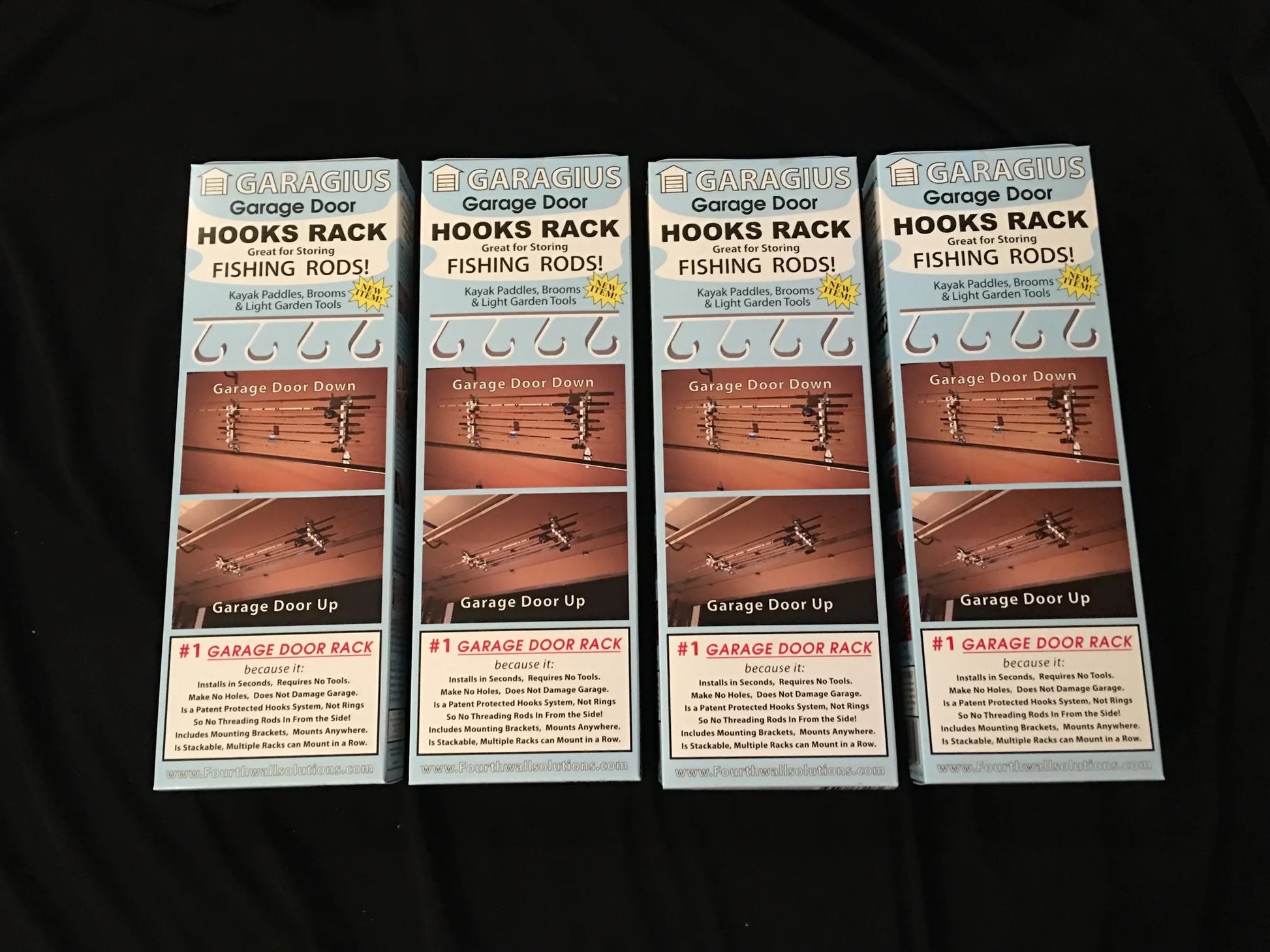four sets of hooks rack packages
