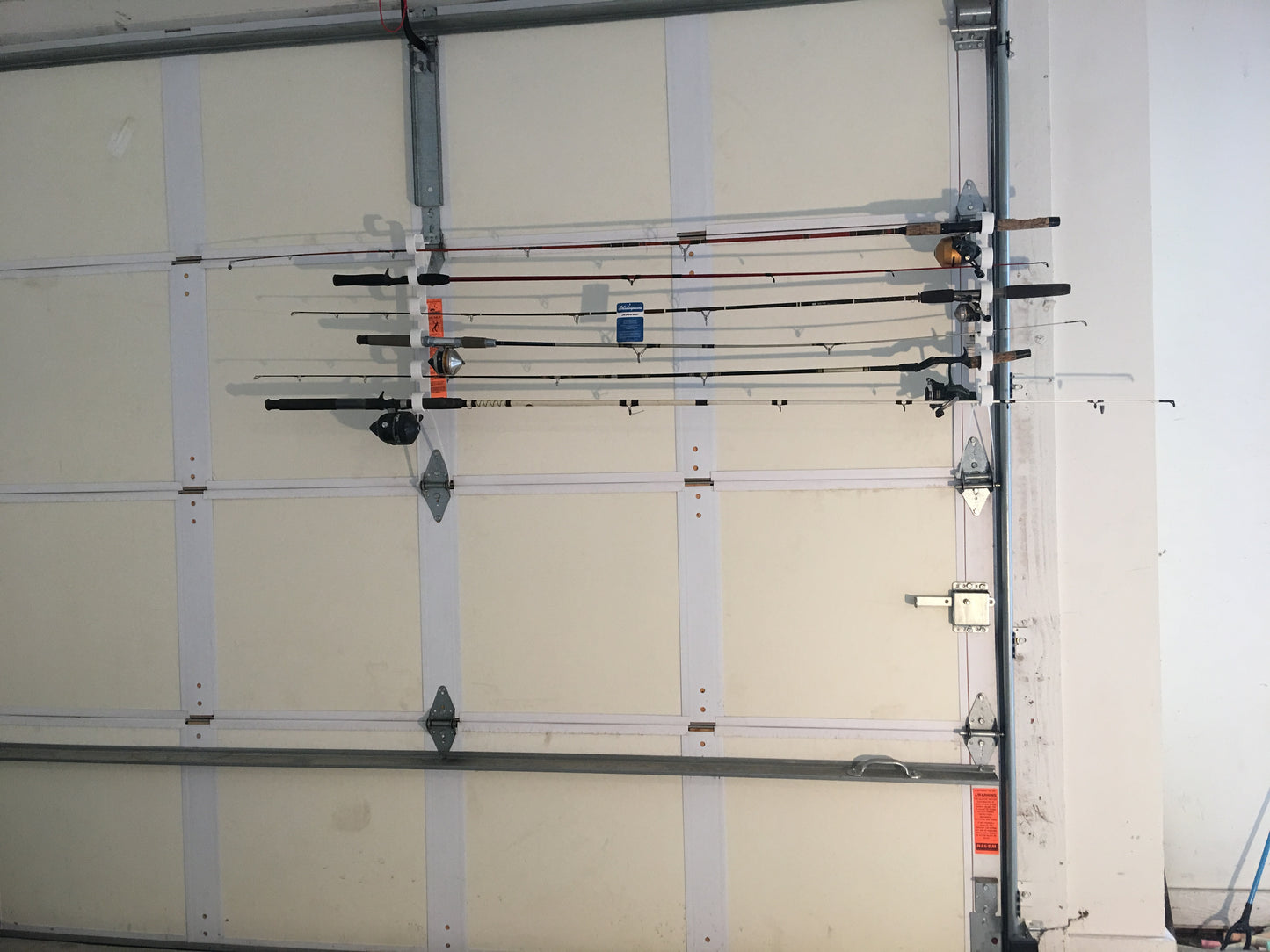 Garage Storage Garage Door Storage HOOKS RACKS for Fishing Rods, Paddles, Garden Tools